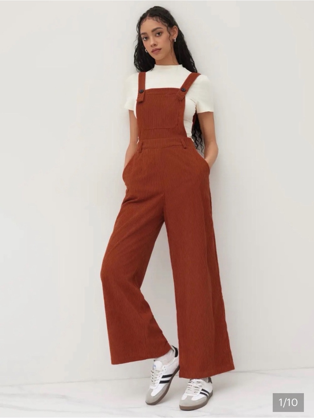 Cider Corduroy Overalls Wide Leg Burnt Orange Wide Welt Plus Size 2XL